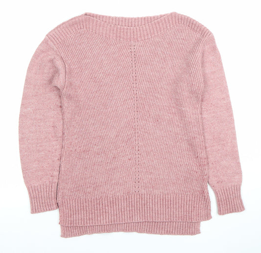 Fat Face Womens Pink Knit Long Sleeve Pullover Jumper Size 10