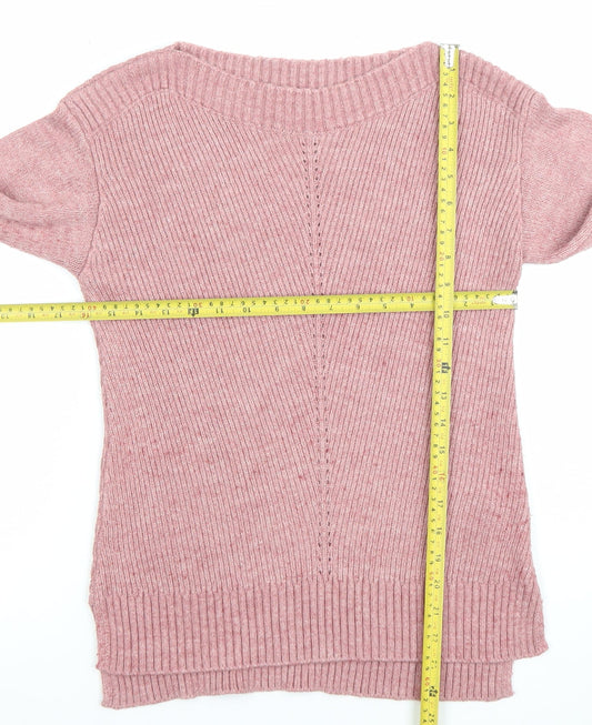 Fat Face Womens Pink Knit Long Sleeve Pullover Jumper Size 10
