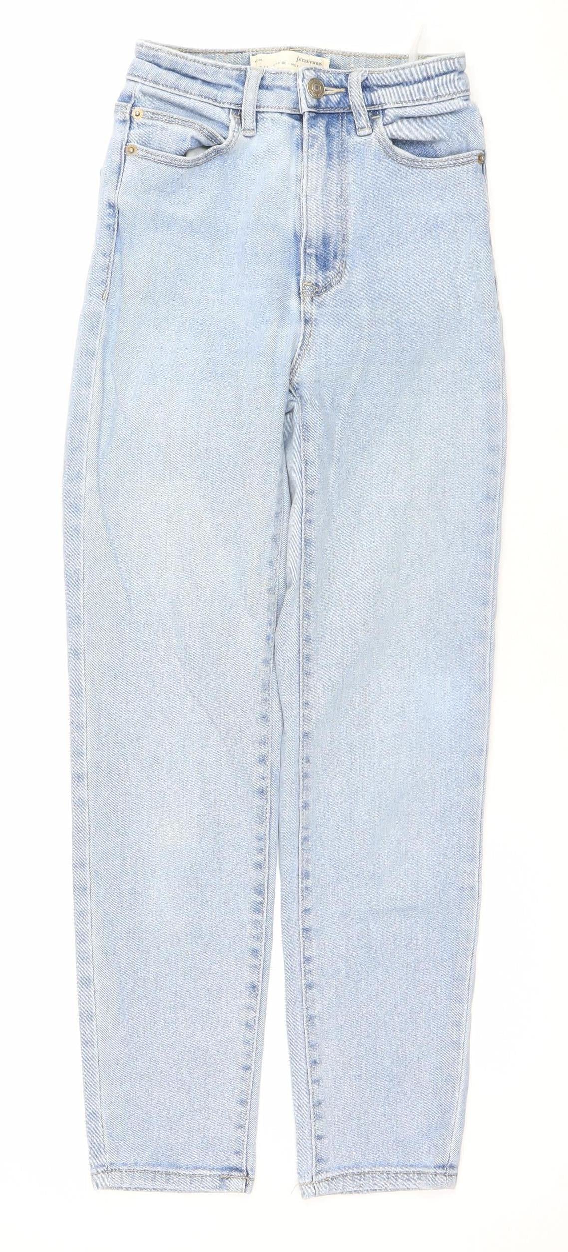 Womens UK Size 4 Stradivarius Regular Fit Mom Blue Jeans