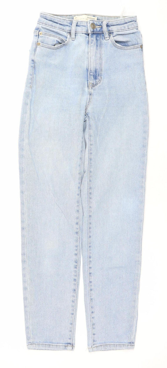 Womens UK Size 4 Stradivarius Regular Fit Mom Blue Jeans