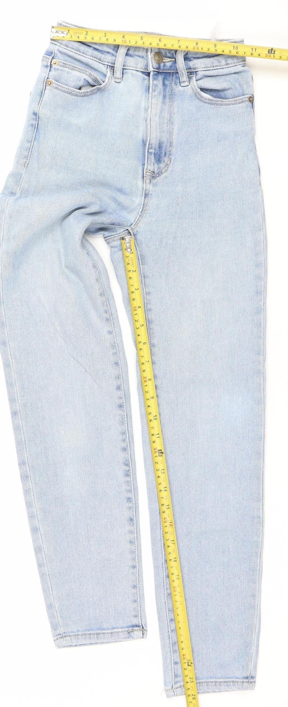 Womens UK Size 4 Stradivarius Regular Fit Mom Blue Jeans