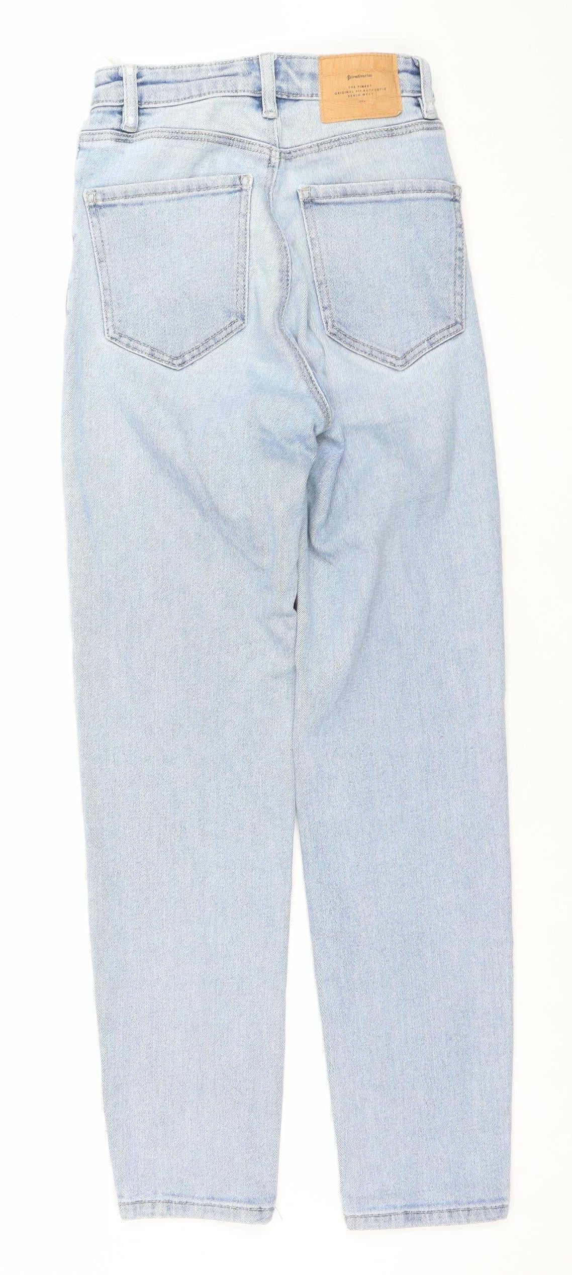 Womens UK Size 4 Stradivarius Regular Fit Mom Blue Jeans
