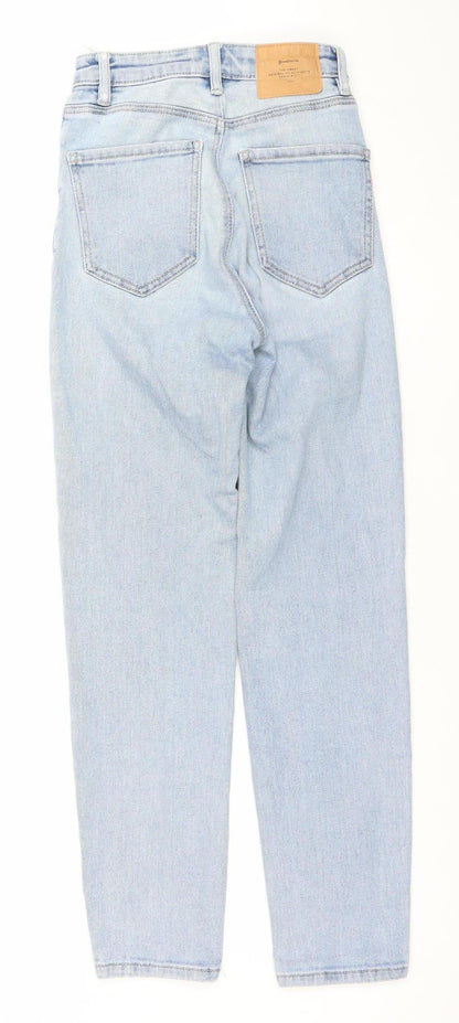 Womens UK Size 4 Stradivarius Regular Fit Mom Blue Jeans