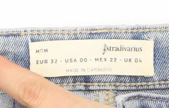 Womens UK Size 4 Stradivarius Regular Fit Mom Blue Jeans