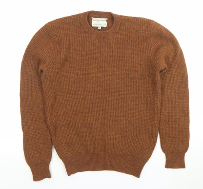 Racing Green Men's Brown Lambswool Crew Neck Jumper Size M
