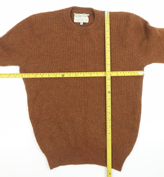 Racing Green Men's Brown Lambswool Crew Neck Jumper Size M