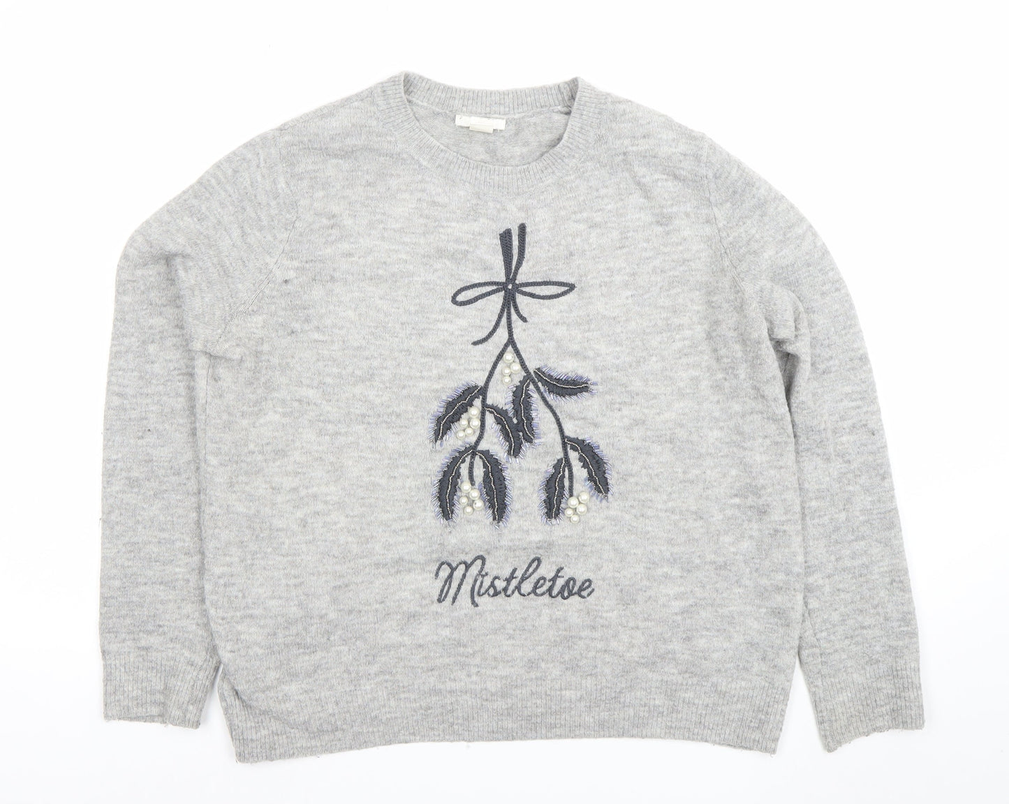 H&M Womens Grey Wool Alpaca Christmas Jumper Size M