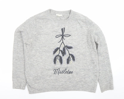 H&M Womens Grey Wool Alpaca Christmas Jumper Size M