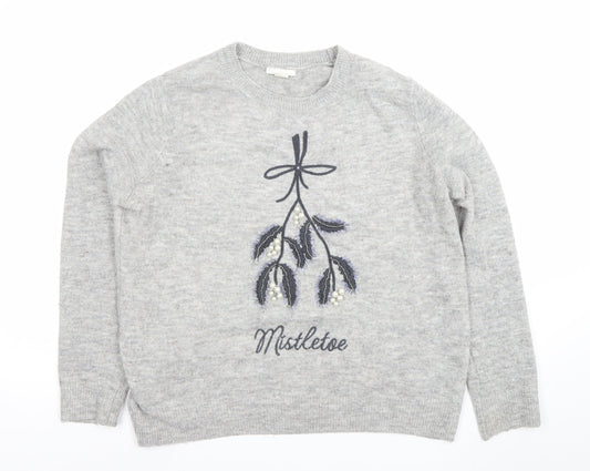 H&M Womens Grey Wool Alpaca Christmas Jumper Size M