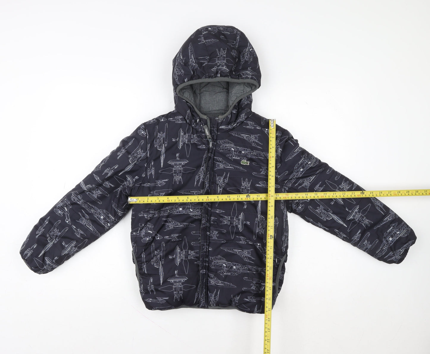 Lacoste Boys Black Star Wars Hooded Puffer Jacket 10 Years Insulated Winter Coat