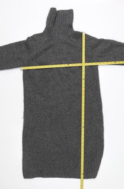 Next Women Grey Jumper Dress Size 14 High Neck Knit Winterwear