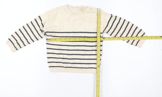 H&M Unisex Baby Beige Striped Knit Cotton Pullover Jumper 18-24 Months