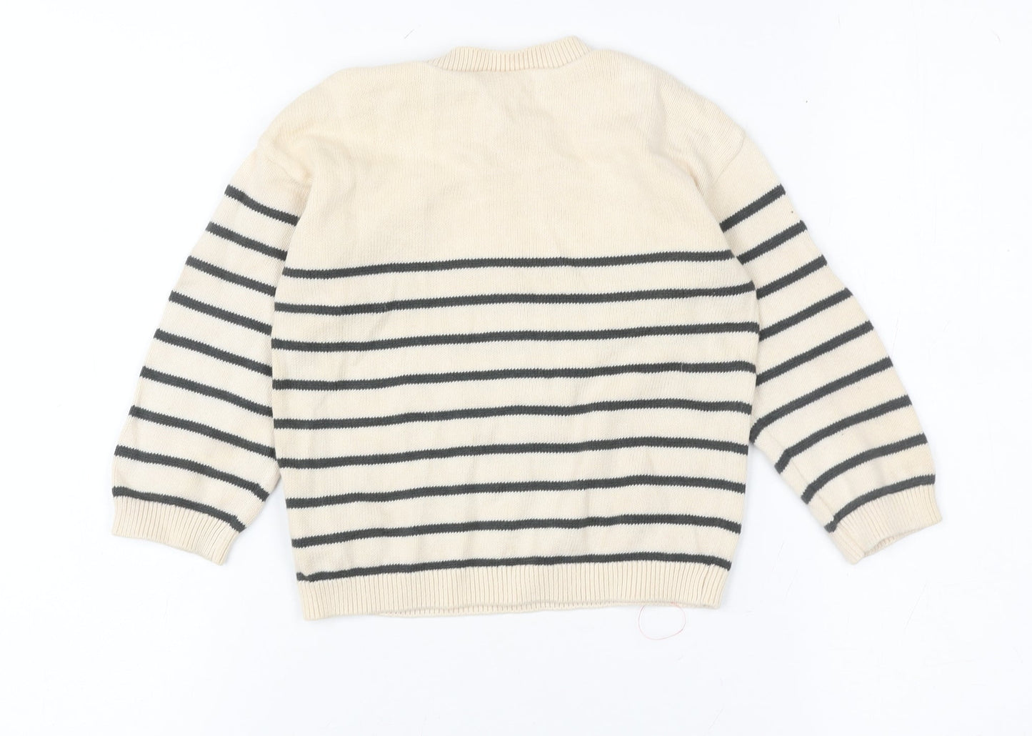 H&M Unisex Baby Beige Striped Knit Cotton Pullover Jumper 18-24 Months