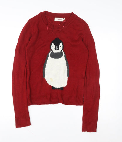 Womens UK Size S Louche Red Pullover Jumper