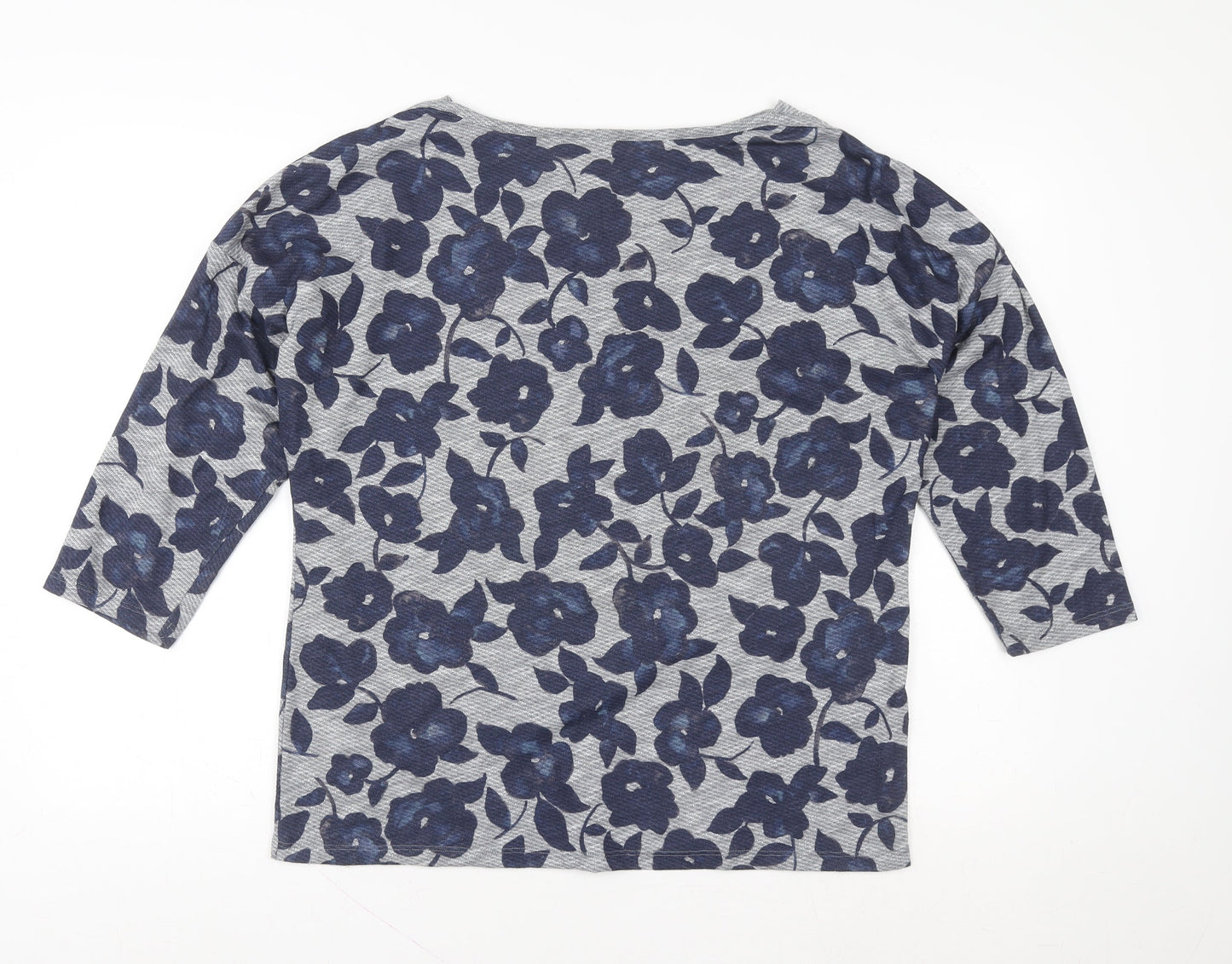 Phase Eight Women's Blue Floral Jersey Blouse UK 14 3/4 Sleeve