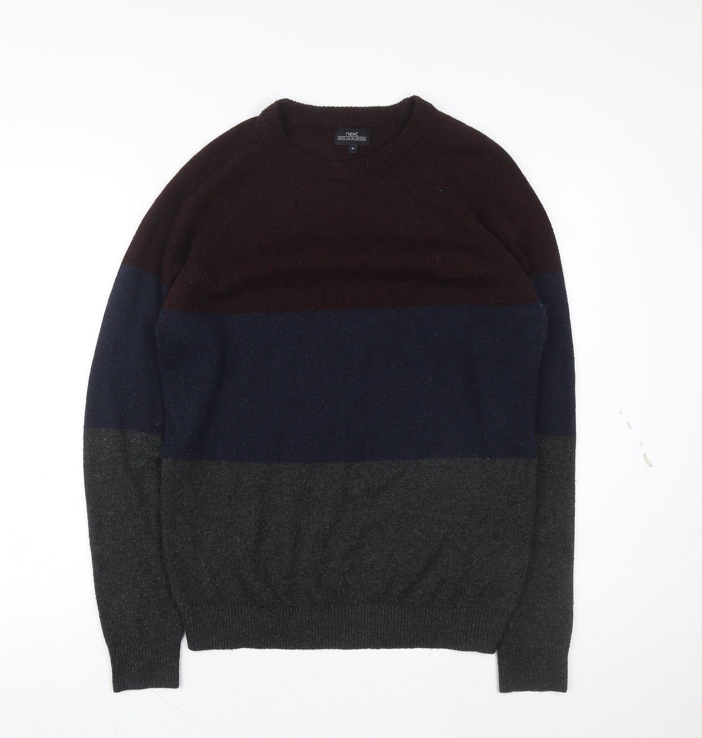 Next Men's Multicoloured Crew Neck Wool Blend Jumper Size M