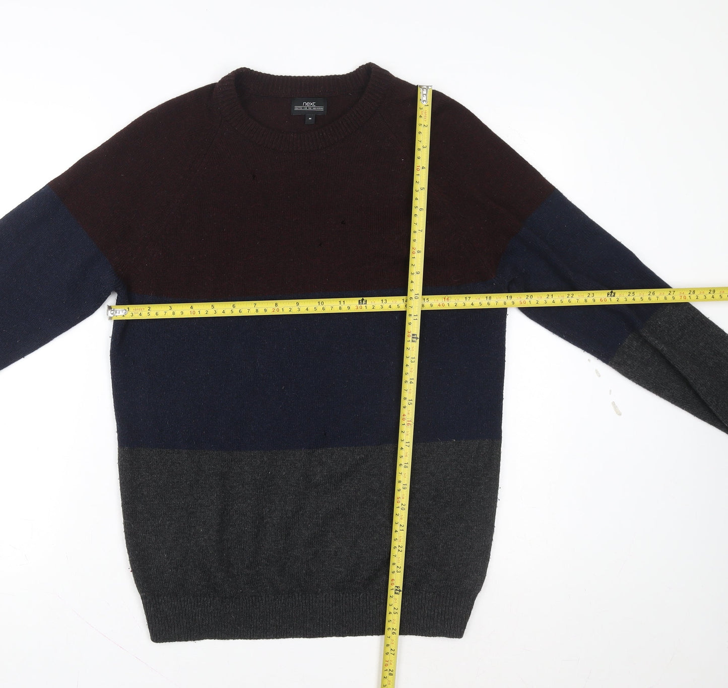 Next Men's Multicoloured Crew Neck Wool Blend Jumper Size M