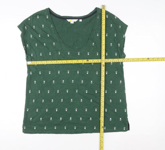 Boden Women’s Green Pineapple Embroidered Cotton T-Shirt Size M