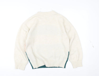 H&M Girls Ivory 'Into The Wild' Pullover Jumper 8-10 Years Wool Blend