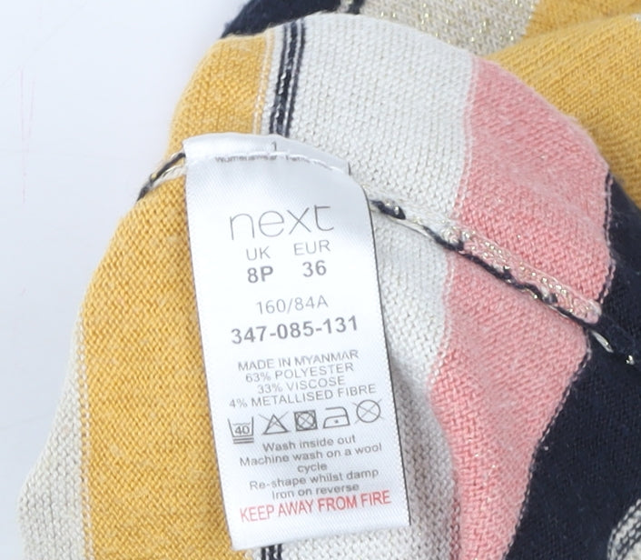 Next Girls Multicoloured Striped Knit Pullover Sweatshirt - Size 8 Years