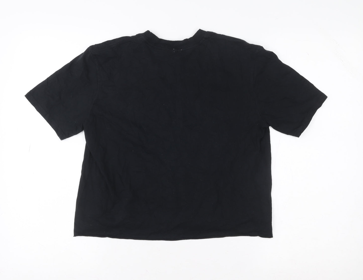 Womens UK Size 10 River Island Black Cropped T-Shirt