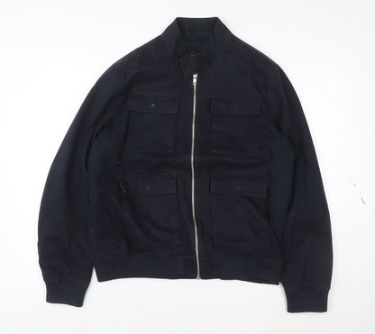 ASOS Mens Blue Cotton Bomber Jacket Size L 40in Full Zip Casual