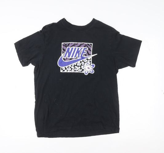 Nike Women's Black Graphic T-Shirt M Short Sleeve Sports Tee