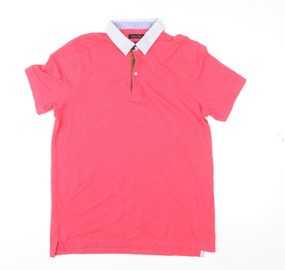 Unisex Adults UK Size L Massimo Dutti Pink Basic Polo