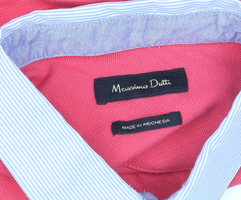 Unisex Adults UK Size L Massimo Dutti Pink Basic Polo
