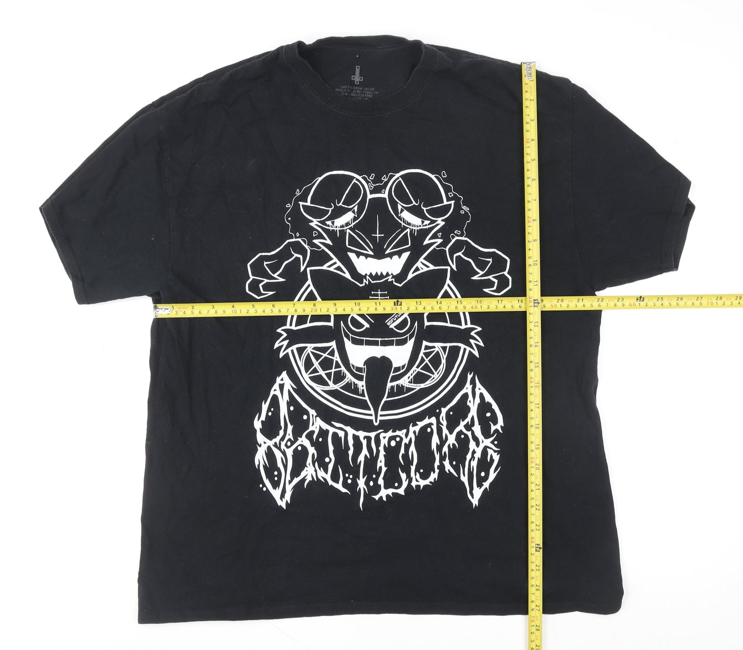 8bitcore Men's Black Graphic Gothic Anime Cotton T-Shirt Size L