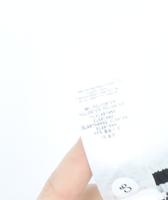 Miss Selfridge Women White Black Striped Short Sleeve T-Shirt UK 8