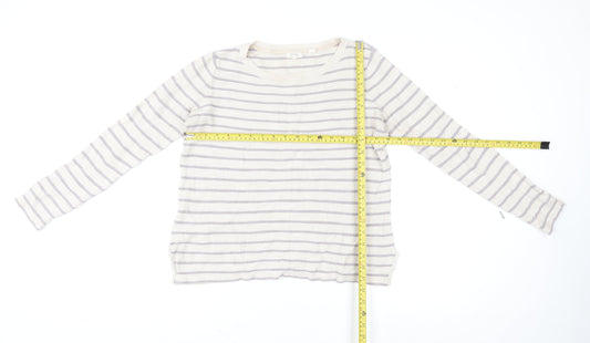 Fat Face Women’s Beige Striped Crew Neck Knit Jumper Size 12