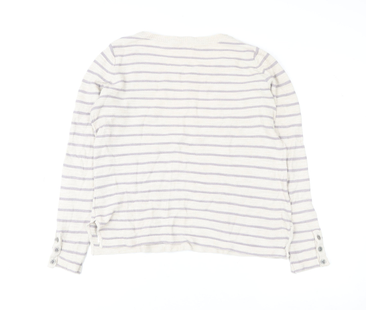 Fat Face Women’s Beige Striped Crew Neck Knit Jumper Size 12