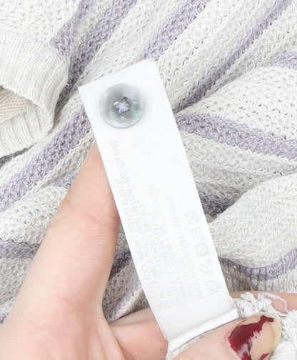 Fat Face Women’s Beige Striped Crew Neck Knit Jumper Size 12