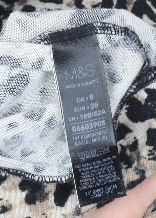 Womens UK Size 8 Marks and Spencer Beige Basic T-Shirt