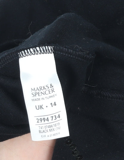 Womens UK Size 14 Marks and Spencer Black Basic T-Shirt