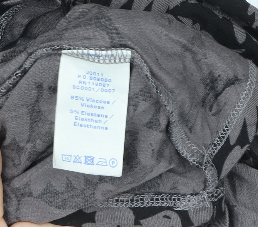 Boden Women’s Grey Floral Wrap Blouse UK 6 V-Neck Long Sleeve Top