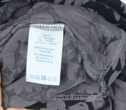 Boden Women’s Grey Floral Wrap Blouse UK 6 V-Neck Long Sleeve Top