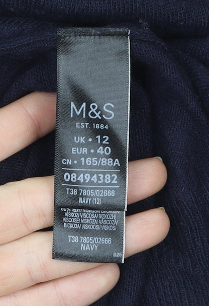 Womens UK Size 12 Marks and Spencer Blue Basic Blouse