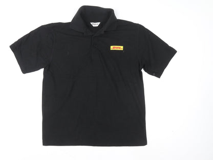 Alsico Men's Black Short Sleeve Work Polo Shirt L With DHL Logo