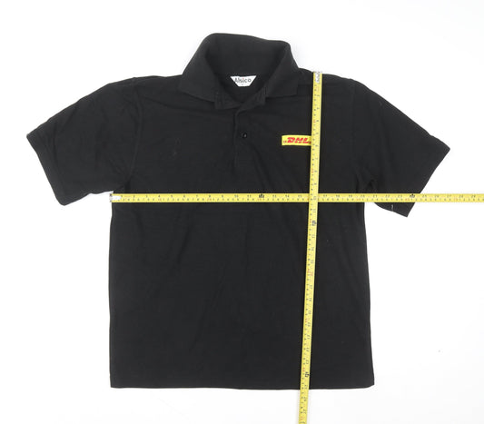 Alsico Men's Black Short Sleeve Work Polo Shirt L With DHL Logo
