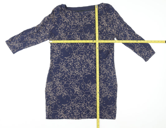 Next Women’s Blue Floral Shift Dress Size 14 Knit 3/4 Sleeve
