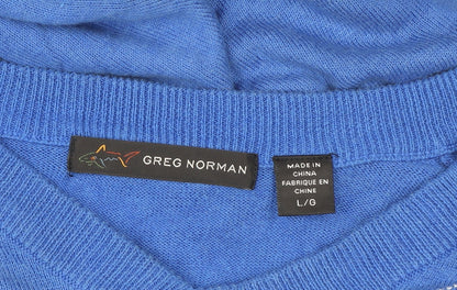 Greg Norman Men's Blue Argyle V-Neck Golf Sleeveless Vest L
