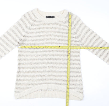 Heart & Soul Women’s Beige Striped Knit Jumper Size 12 Crew Neck
