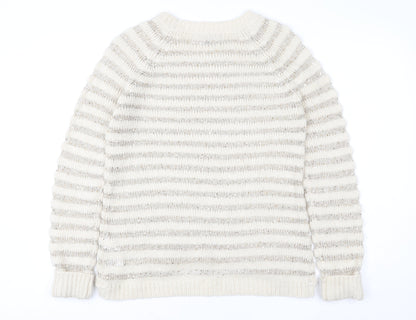 Heart & Soul Women’s Beige Striped Knit Jumper Size 12 Crew Neck
