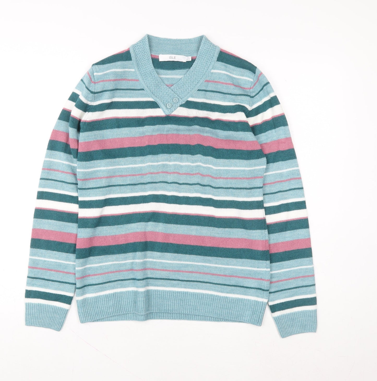 Womens UK Size S ISLE Multicoloured Pullover Jumper