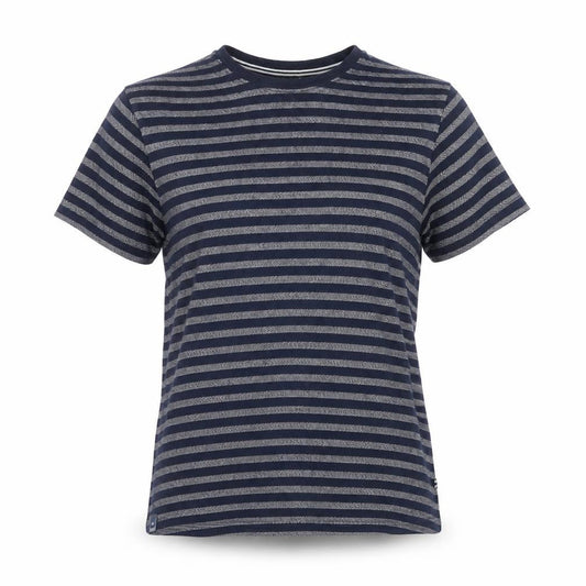 Front view of Regatta unisex blue striped short sleeve cotton t-shirt m
