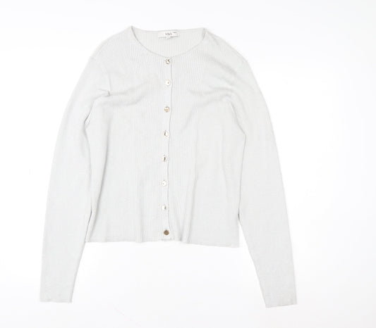 Womens UK Size L Marks and Spencer Silver Cardigan Jumper