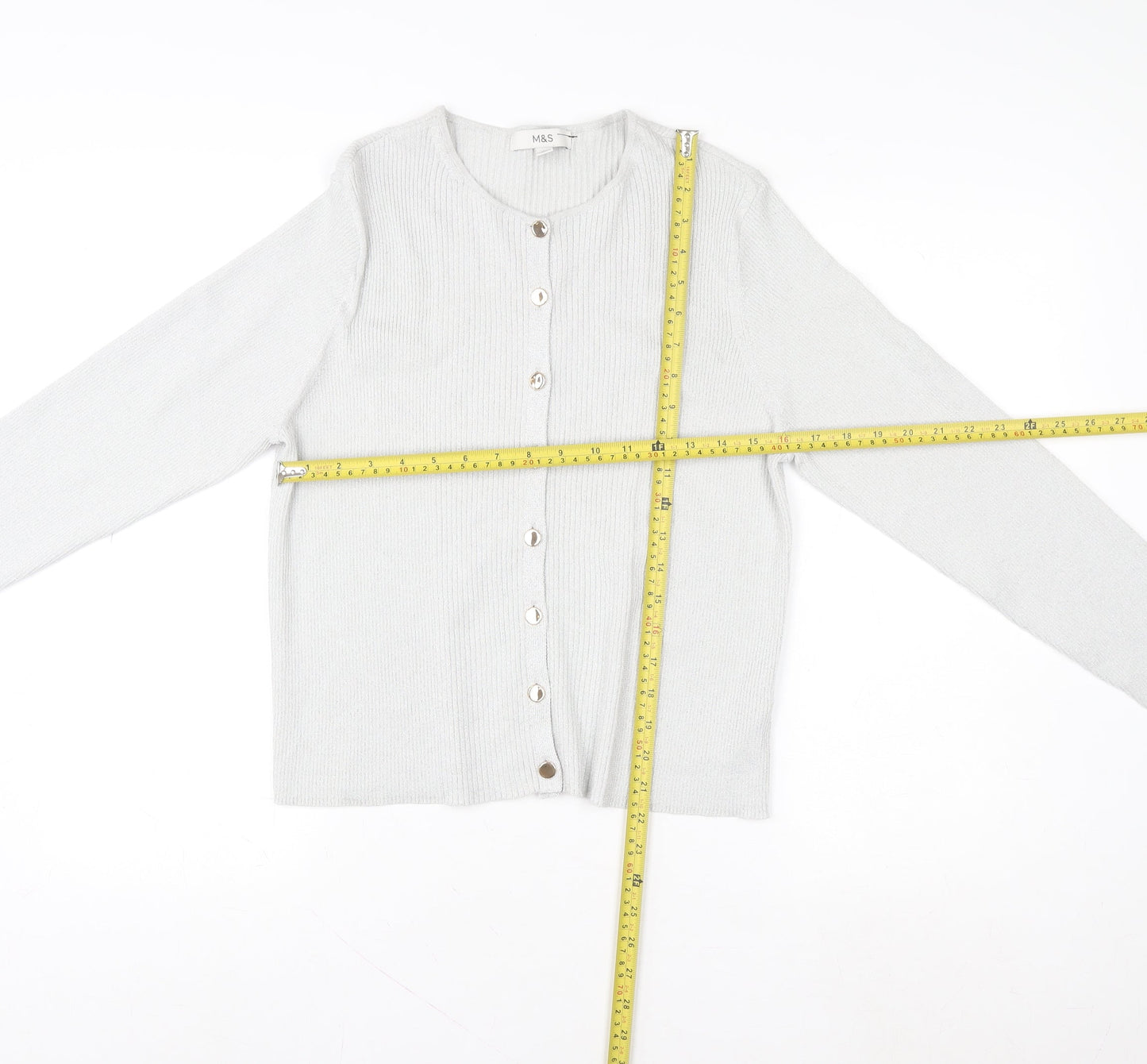 Womens UK Size L Marks and Spencer Silver Cardigan Jumper