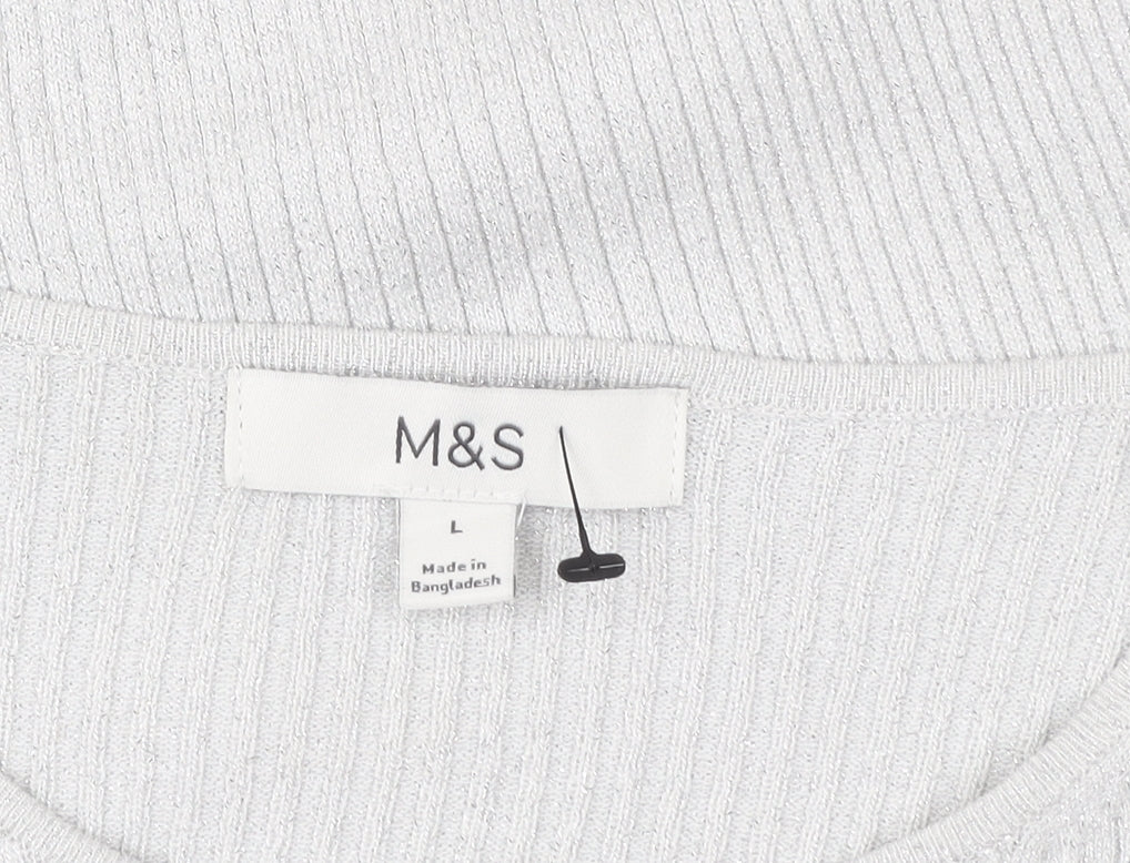 Womens UK Size L Marks and Spencer Silver Cardigan Jumper